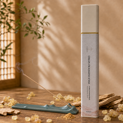 Omani Frankincense 50g with Dark Green Landscape Ceramic Incense Holder