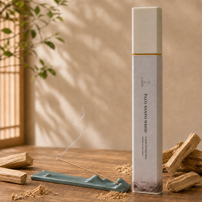 Palo Santo 50g with Dark Green Landscape Ceramic Incense Holder