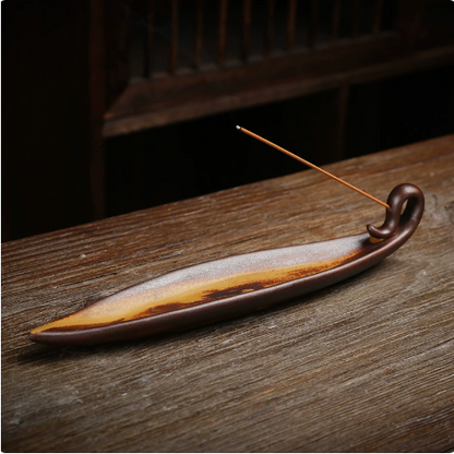 A Leaf Through the Seasons ceramic incense holder