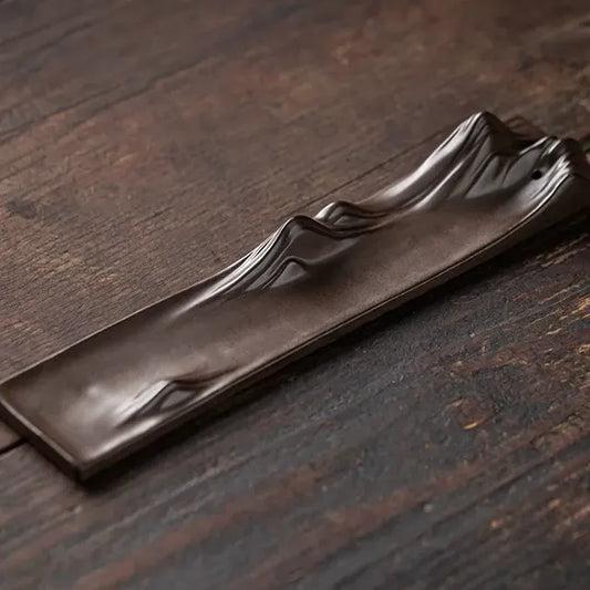 Brown landscape ceramic incense holder