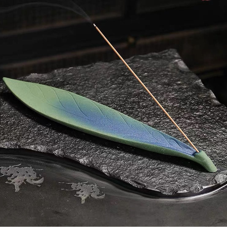 Lucky Leaf ceramic incense holder