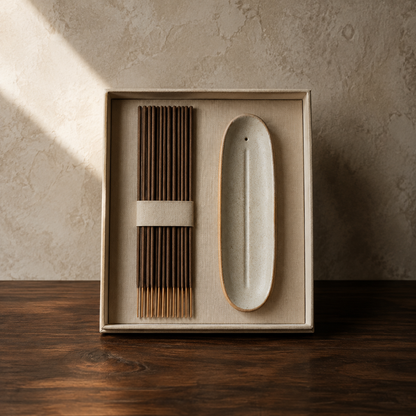 Natural incense and ceramic holder gift set