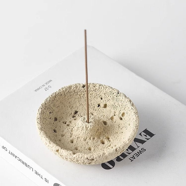 Cream Textured Bowl incense holder