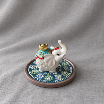 Elephant incense holder with matching tray