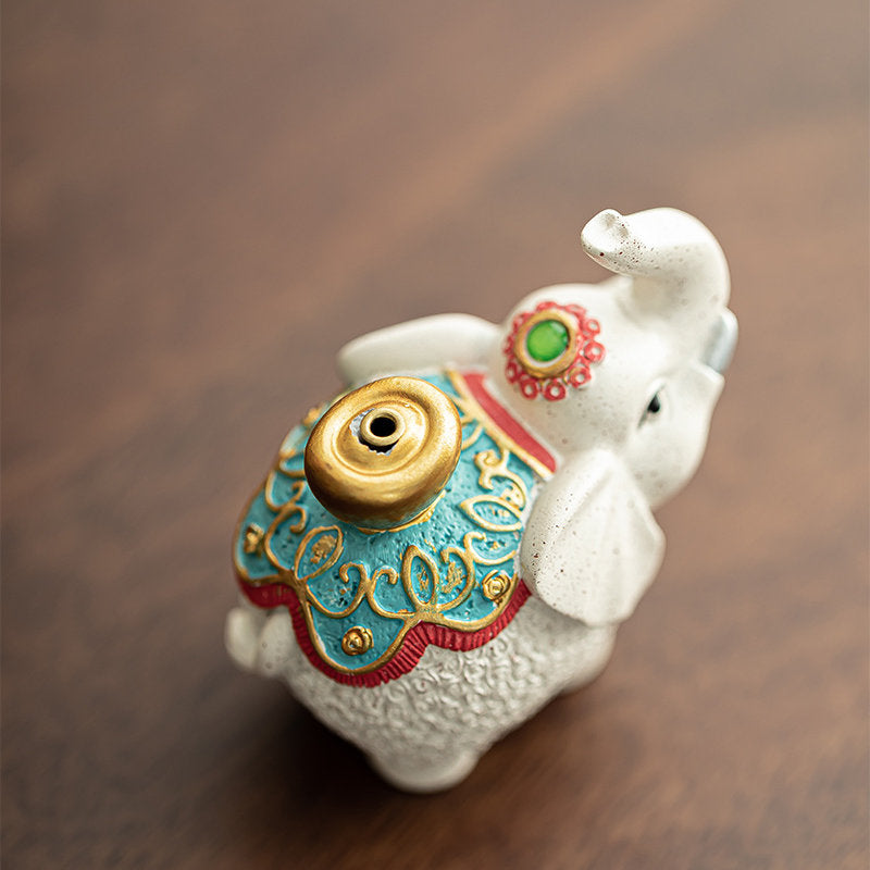 Elephant incense holder with matching tray
