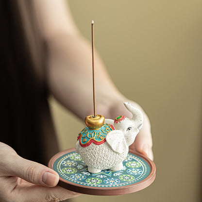 Elephant incense holder with matching tray