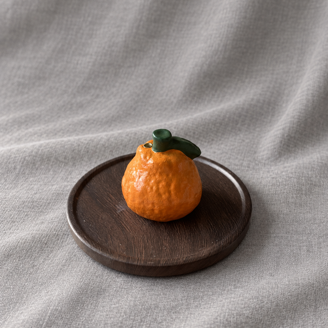 Mandarin incense holder with matching tray
