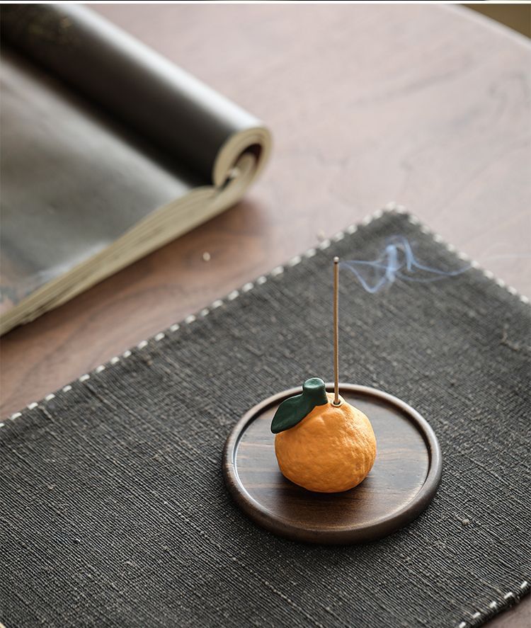 Mandarin incense holder with matching tray