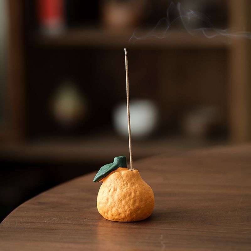 Mandarin incense holder with matching tray